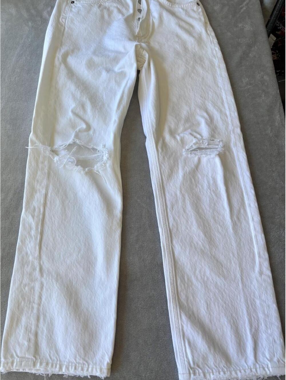 AGOLDE 90s Mid Rise Loose Fit Buttonfly Distressed Jeans 25 waist, 26 inseam